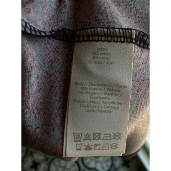 Boden Women's Size 10 Red & Navy Print Tie Waist‎ Midi Dress EUC - Picture 7 of 7